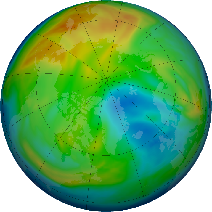 Arctic ozone map for 19 December 2005
